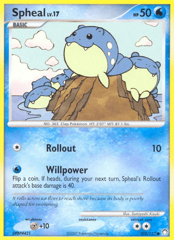 102, Common, Diamond & Pearl: Mysterious Treasures, Metal[+10], Normal, Reverse Holofoil, Water Spheal (102/123) [Diamond & Pearl: Mysterious Treasures] - Trading Card World
