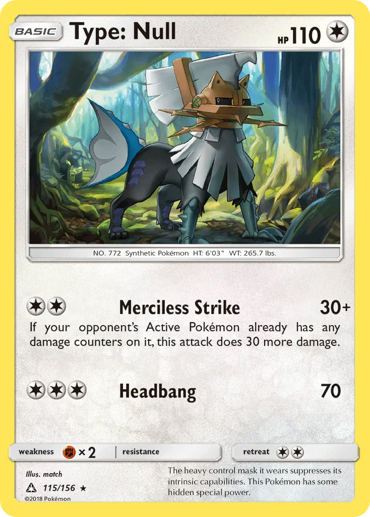 115, Colorless, Fighting[×2], Normal, Rare, Reverse Holofoil, Sun & Moon: Ultra Prism Type: Null (115/156) [Sun & Moon: Ultra Prism] - Trading Card World