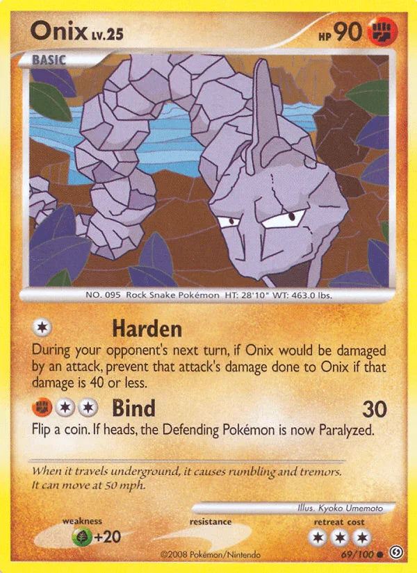 69, Common, Diamond & Pearl: Stormfront, Fighting, Grass[+20], Normal, Reverse Holofoil Onix (69/100) [Diamond & Pearl: Stormfront] - Trading Card World