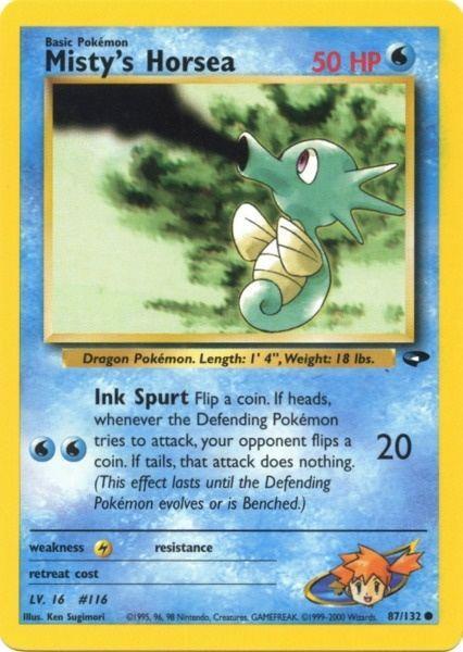 87, Common, Gym Challenge Unlimited, Lightning[×2], Normal, Water Misty's Horsea (87/132) [Gym Challenge Unlimited] - Trading Card World