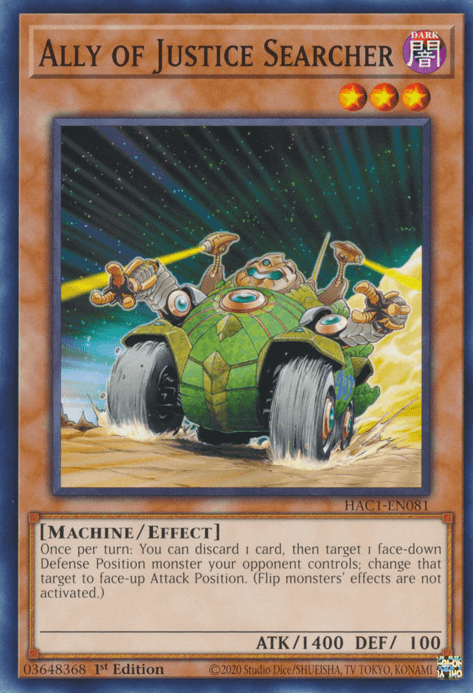 1st Edition, Common, Dark, Effect Monster, Hidden Arsenal: Chapter 1, Machine Ally of Justice Searcher [HAC1-EN081] Common - Trading Card World
