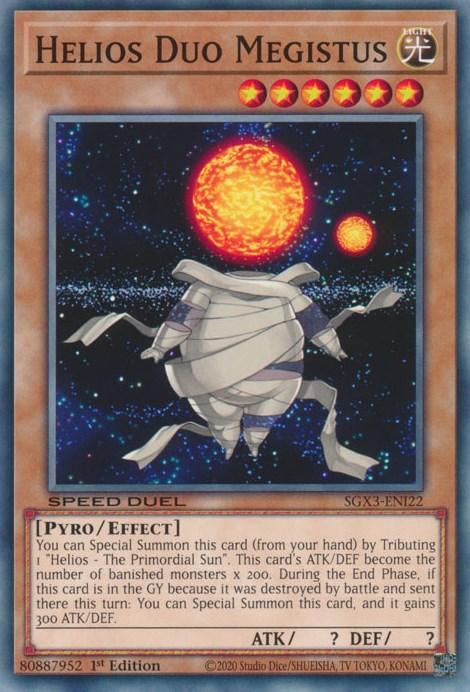1st Edition, Common, Effect Monster, Light, Pyro, Speed Duel GX: Duelists of Shadows Helios Duo Megistus [SGX3-ENI22] Common - Trading Card World