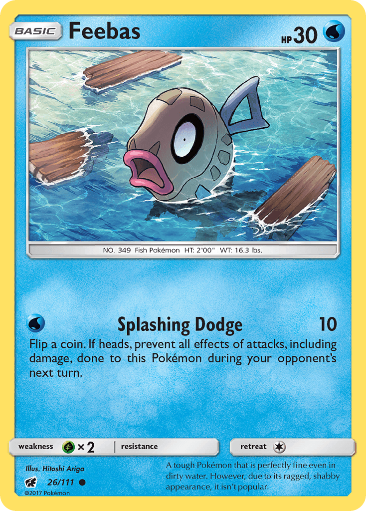 26, Common, Grass[×2], Normal, Reverse Holofoil, Sun & Moon: Crimson Invasion, Water Feebas (26/111) [Sun & Moon: Crimson Invasion] - Trading Card World