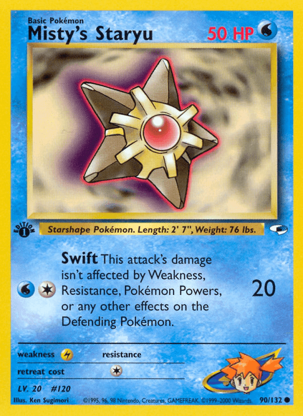 1st Edition Normal, 90, Common, Gym Heroes 1st Edition, Lightning[×2], Water Misty's Staryu (90/132) [Gym Heroes 1st Edition] - Trading Card World