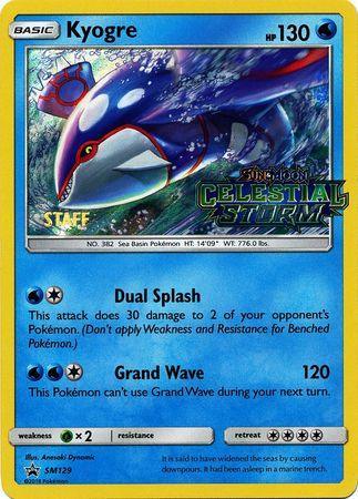 Grass[×2], Holofoil, Promo, SM129, Sun & Moon: Black Star Promos, Water Kyogre (SM129) (Staff Prerelease Promo) [Sun & Moon: Black Star Promos] - Trading Card World