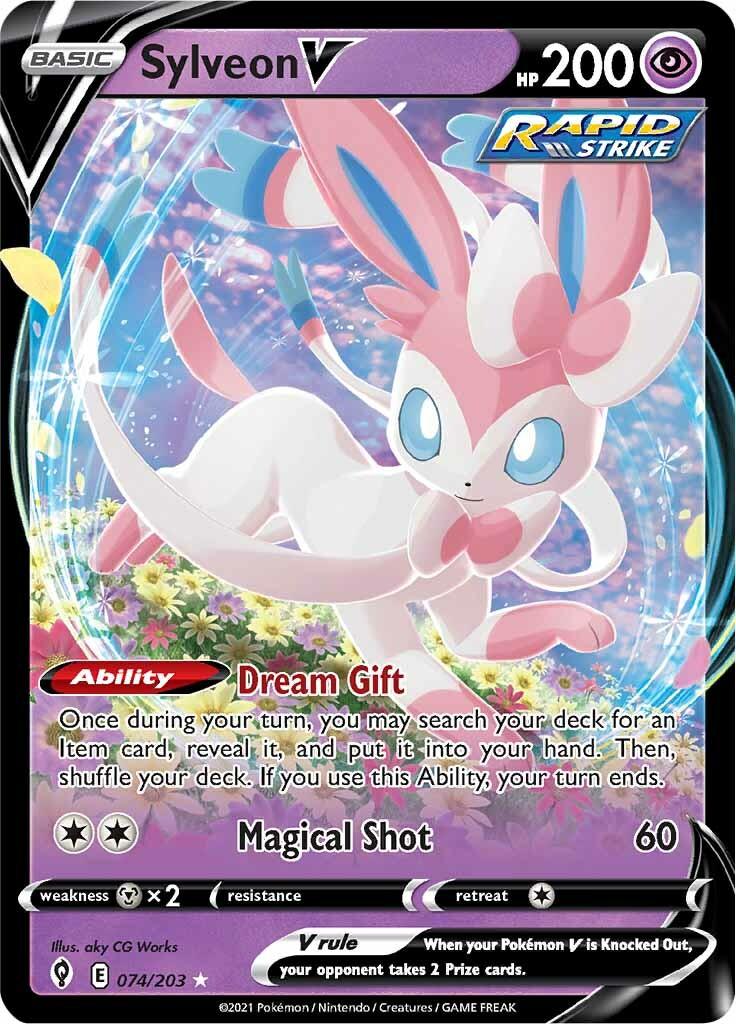074, Holofoil, Metal [x2], Psychic, Sword & Shield: Evolving Skies, Ultra Rare Sylveon V (074/203) [Sword & Shield: Evolving Skies] - Trading Card World