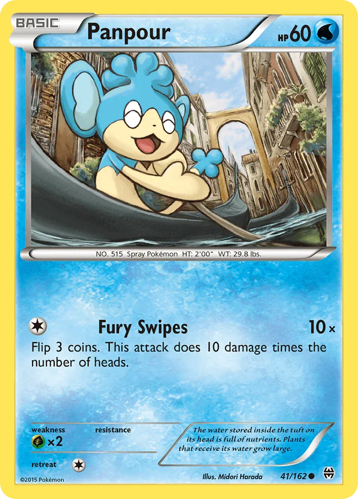 41, Common, Grass[×2], Normal, Reverse Holofoil, Water, XY: BREAKthrough Panpour (41/162) [XY: BREAKthrough] - Trading Card World