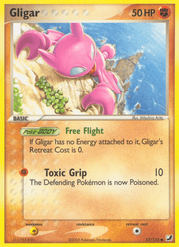 57, Common, EX: Unseen Forces, Fighting, Lightning[×2], Normal Gligar (57/115) [EX: Unseen Forces] - Trading Card World