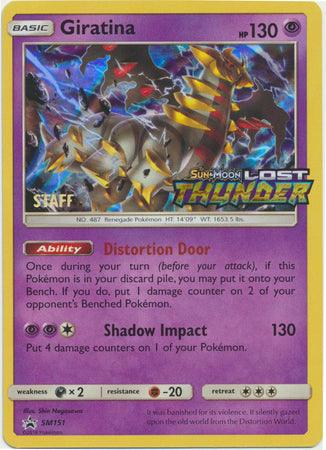 Darkness[×2], Fighting[-20], Holofoil, Promo, Psychic, SM151, Sun & Moon: Black Star Promos Giratina (SM151) (Staff Prerelease Promo) [Sun & Moon: Black Star Promos] - Trading Card World
