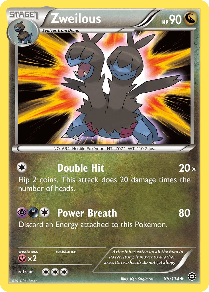 85, Dragon, Fairy[×2], Normal, Reverse Holofoil, Uncommon, XY: Steam Siege Zweilous (85/114) [XY: Steam Siege] - Trading Card World