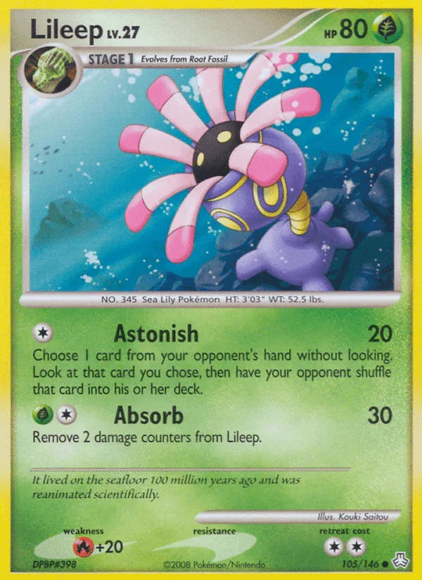105, Common, Diamond & Pearl: Legends Awakened, Fire[+20], Grass, Normal, Reverse Holofoil Lileep (105/146) [Diamond & Pearl: Legends Awakened] - Trading Card World