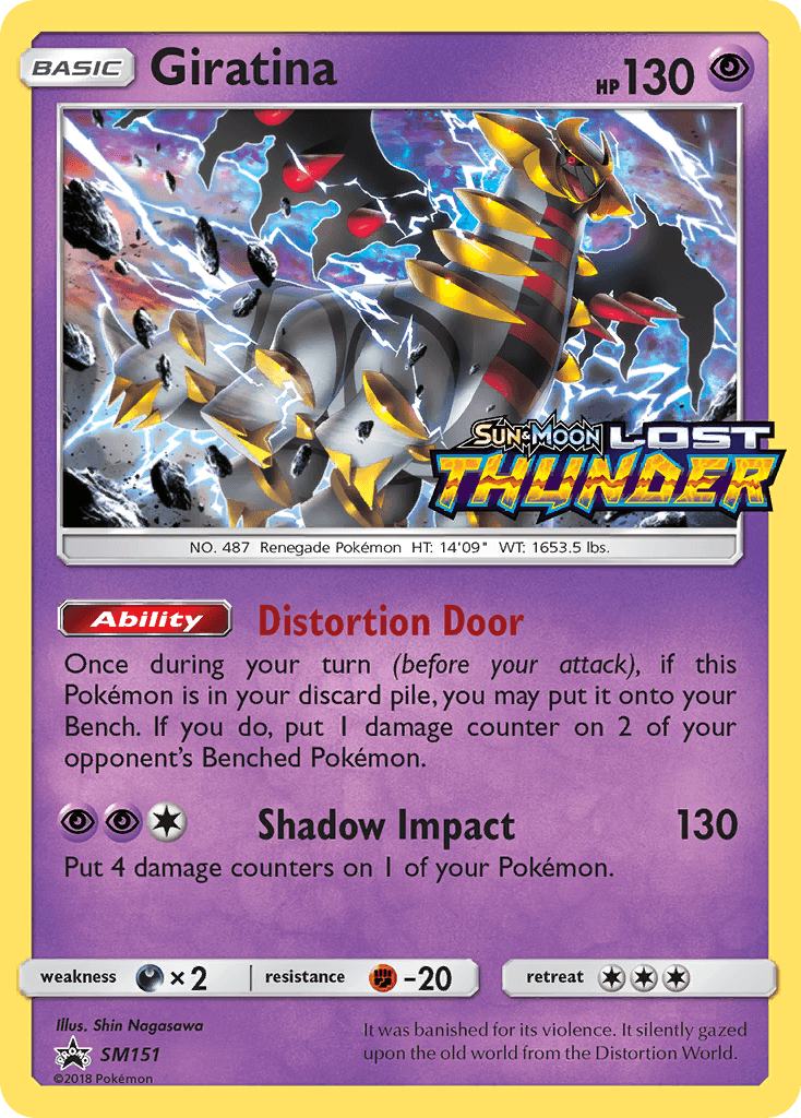 Black Star Promo, Darkness[×2], Fighting[-20], Holofoil, Psychic, SM151, Sun & Moon: Black Star Promos Giratina (SM151) [Sun & Moon: Black Star Promos] - Trading Card World