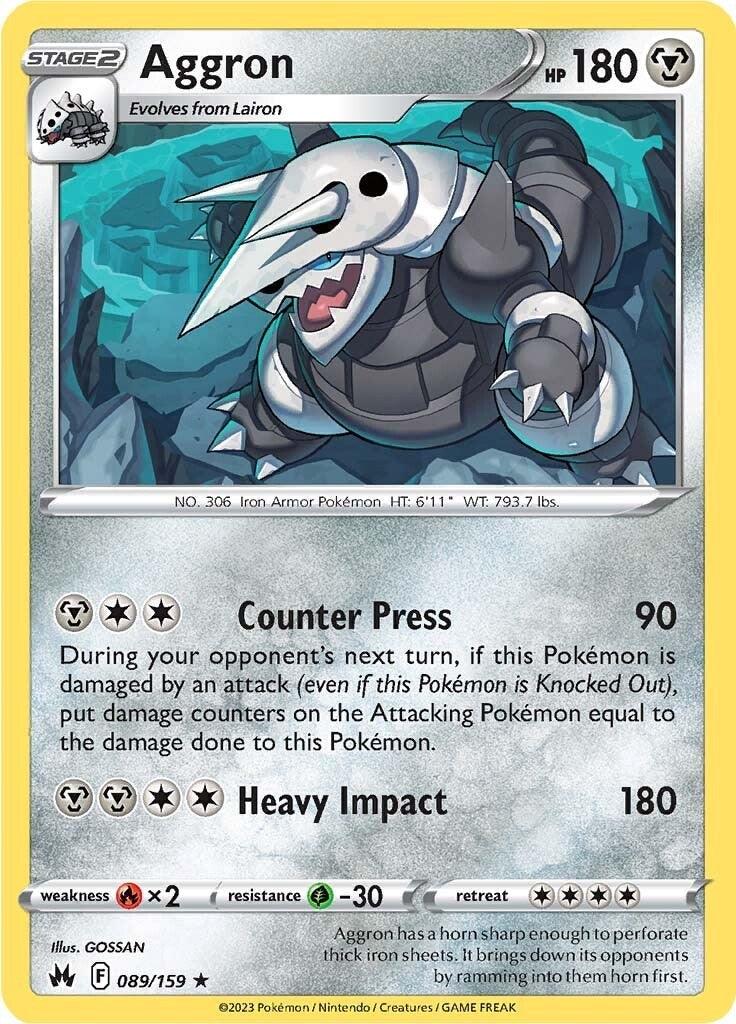 089, Fire [x2], Grass [-30], Holo Rare, Holofoil, Metal, Reverse Holofoil, Sword & Shield: Crown Zenith Aggron (089/159) [Sword & Shield: Crown Zenith] - Trading Card World