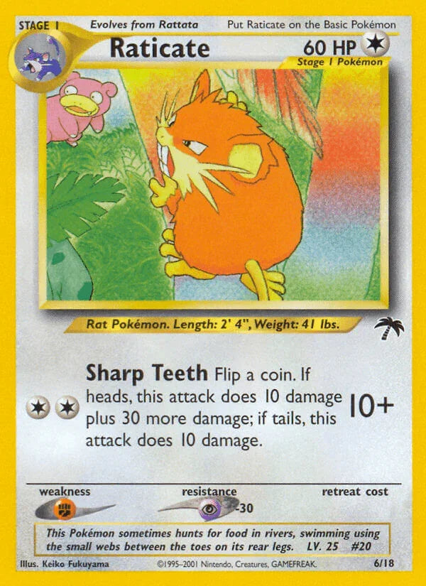 Colorless, Fighting[×2], Normal, Promo, Psychic[-30], Southern Islands Raticate (6/18) [Southern Islands] - Trading Card World