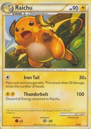 19, Fighting[×2], HeartGold & SoulSilver: Trainer Kit - Raichu, Lightning, Metal[-20], Normal, Promo Raichu (19/30) [HeartGold & SoulSilver: Trainer Kit - Raichu] - Trading Card World