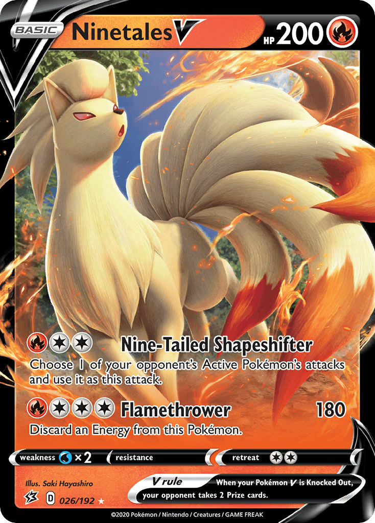 026, Fire, Holofoil, Sword & Shield: Rebel Clash, Ultra Rare, Water[×2] Ninetales V (026/192) [Sword & Shield: Rebel Clash] - Trading Card World
