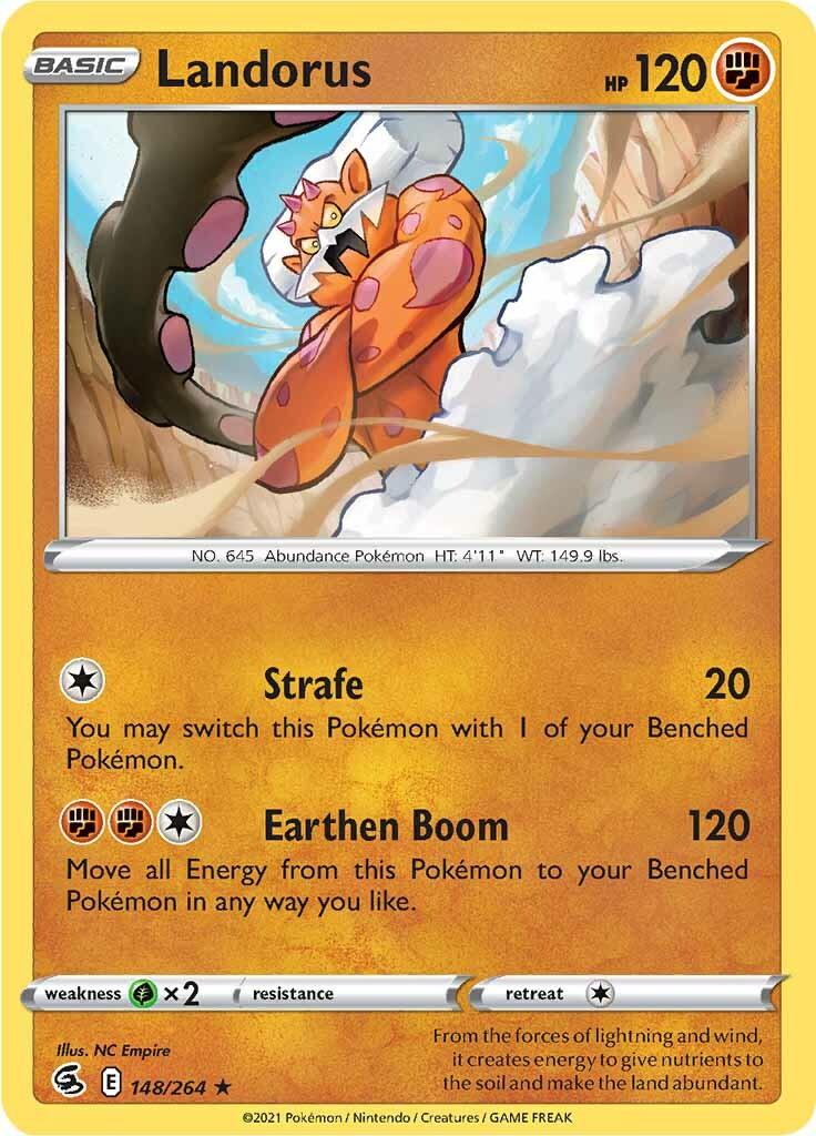 148, Fighting, Grass [x2], Holo Rare, Holofoil, Reverse Holofoil, Sword & Shield: Fusion Strike Landorus (148/264) [Sword & Shield: Fusion Strike] - Trading Card World