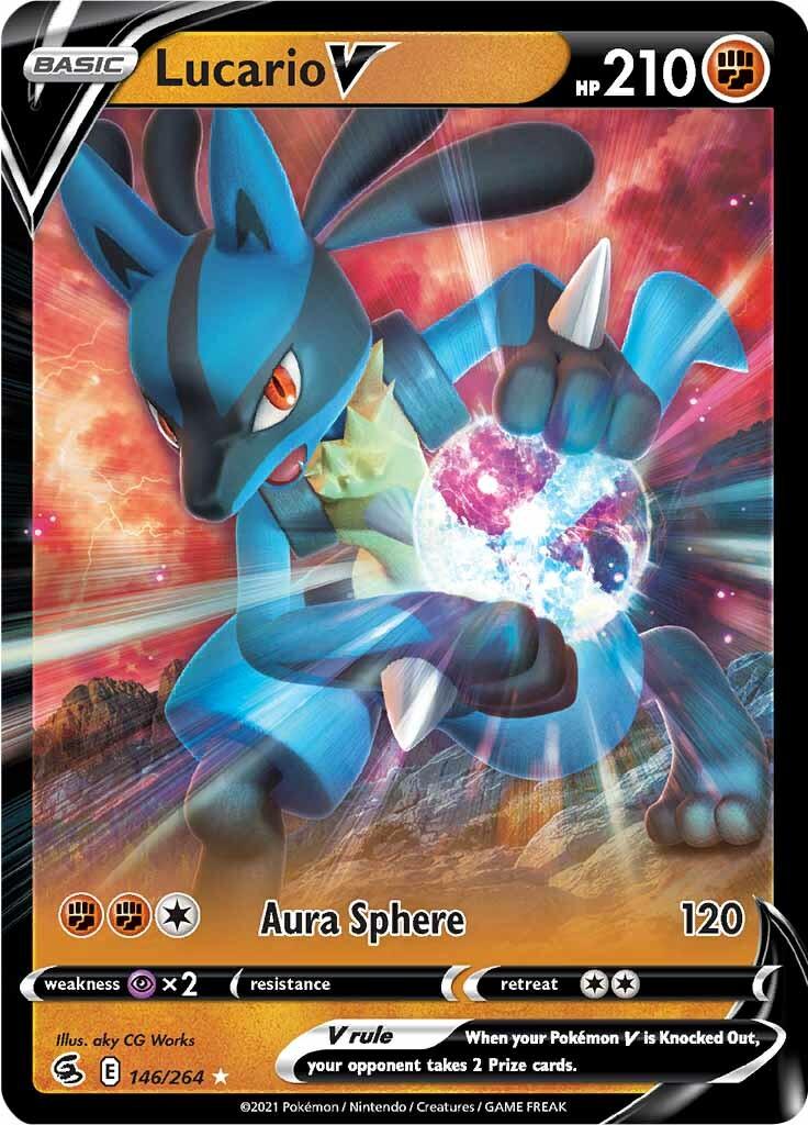 146, Fighting, Holofoil, Psychic [x2], Sword & Shield: Fusion Strike, Ultra Rare Lucario V (146/264) [Sword & Shield: Fusion Strike] - Trading Card World