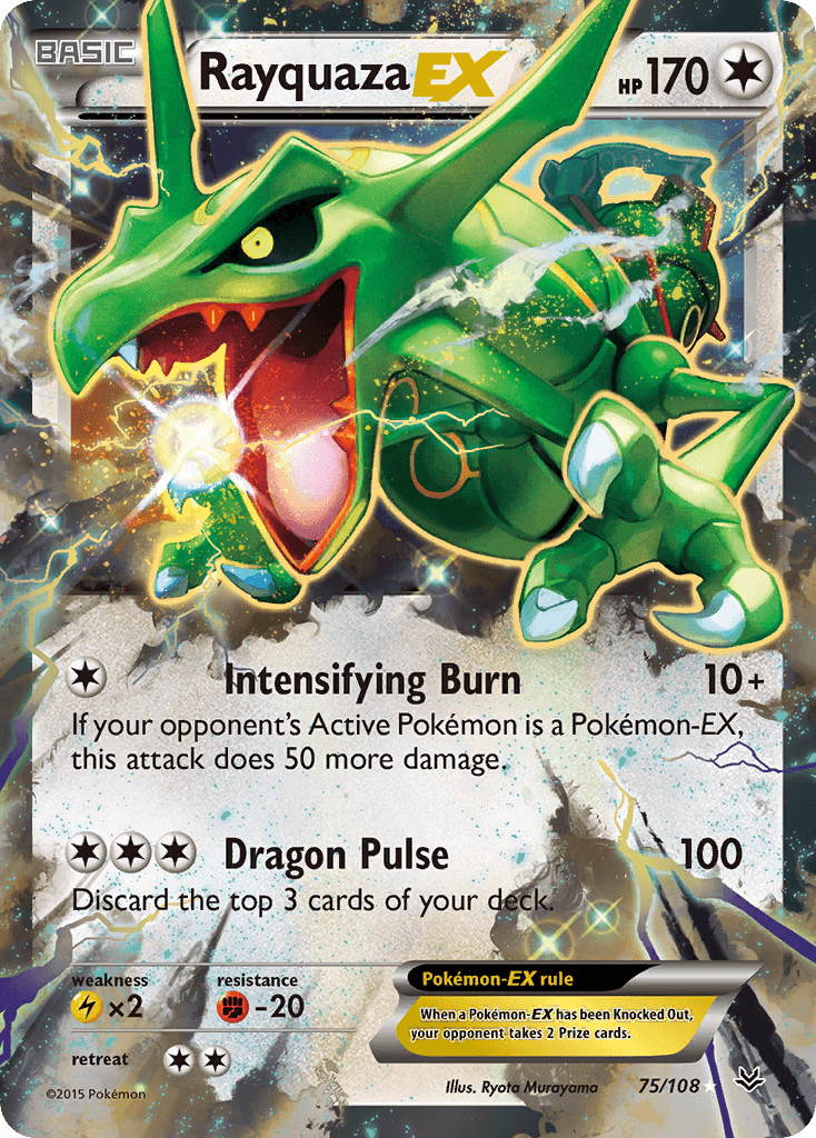 75, Colorless, Fighting[-20], Holofoil, Lightning[×2], Ultra Rare, XY: Roaring Skies Rayquaza EX (75/108) [XY: Roaring Skies] - Trading Card World