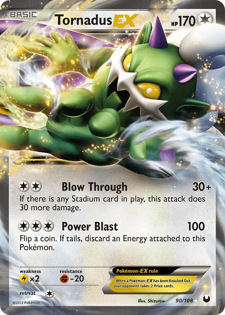 90, Black & White: Dark Explorers, Colorless, Fighting[-20], Holofoil, Lightning[×2], Ultra Rare Tornadus EX (90/108) [Black & White: Dark Explorers] - Trading Card World
