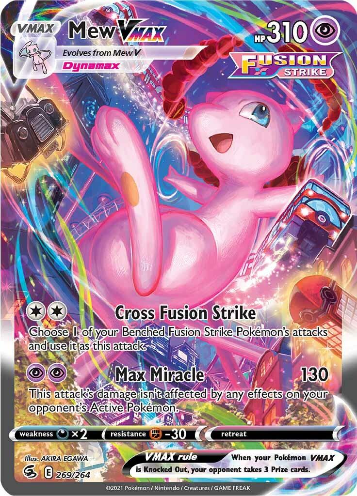 269, Darkness [x2], Fighting [-30], Holofoil, Psychic, Secret Rare, Sword & Shield: Fusion Strike Mew VMAX (269/264) [Sword & Shield: Fusion Strike] - Trading Card World
