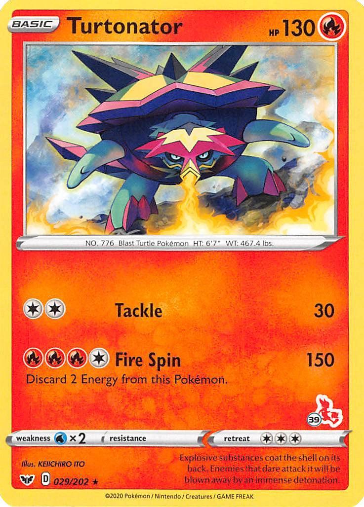 029, Battle Academy 2022, Fire, Normal, Rare, Water [x2] Turtonator (029/202) (Cinderace Stamp #39) [Battle Academy 2022] - Trading Card World