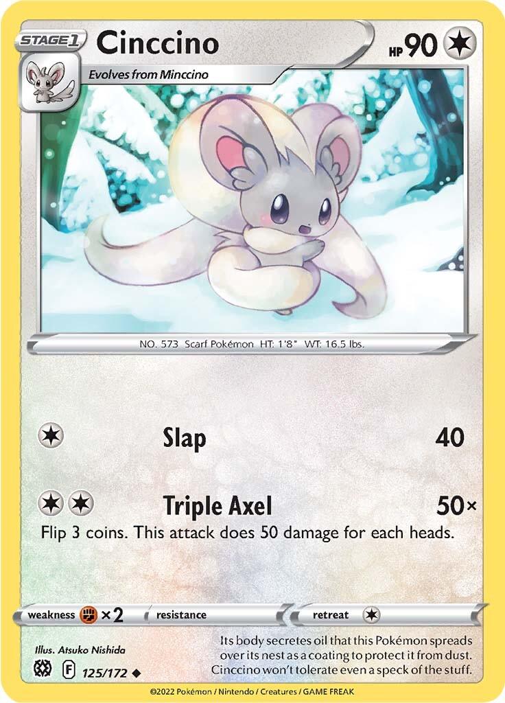 125, Colorless, Fighting [x2], Normal, Reverse Holofoil, Sword & Shield: Brilliant Stars, Uncommon Cinccino (125/172) [Sword & Shield: Brilliant Stars] - Trading Card World