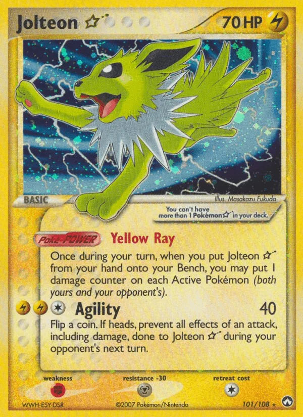 EX: Power Keepers, Fighting[×2], Holofoil, Lightning, Metal[-30], Ultra Rare Jolteon Star (101/108) [EX: Power Keepers] - Trading Card World