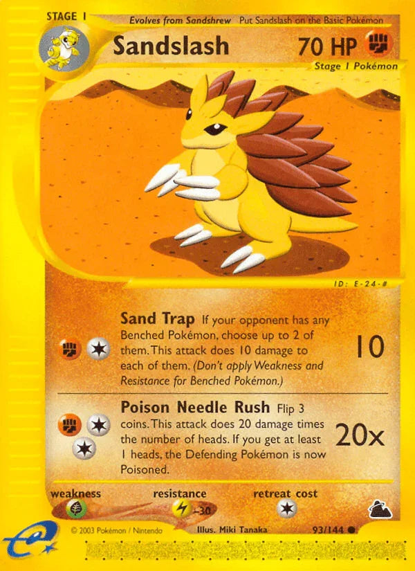 93, Common, Fighting, Grass[×2], Lightning[-30], Normal, Reverse Holofoil, Skyridge Sandslash (93/144) [Skyridge] - Trading Card World