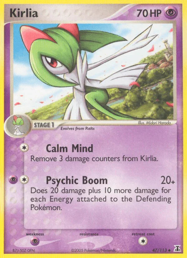 47, EX: Delta Species, Normal, Psychic, Psychic[×2], Uncommon Kirlia (47/113) [EX: Delta Species] - Trading Card World