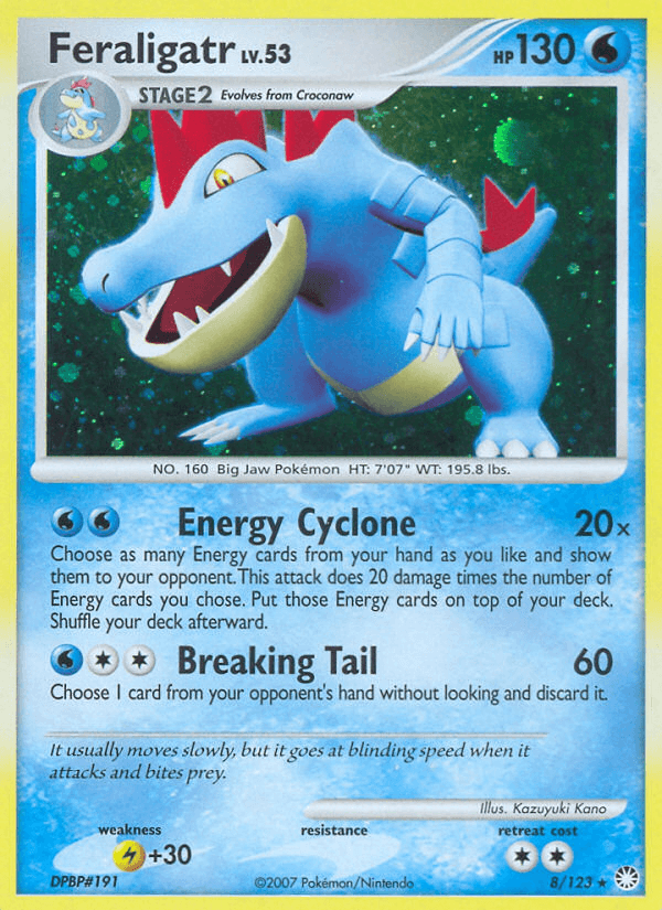 Diamond & Pearl: Mysterious Treasures, Holo Rare, Holofoil, Lightning[+30], Reverse Holofoil, Water Feraligatr (8/123) [Diamond & Pearl: Mysterious Treasures] - Trading Card World