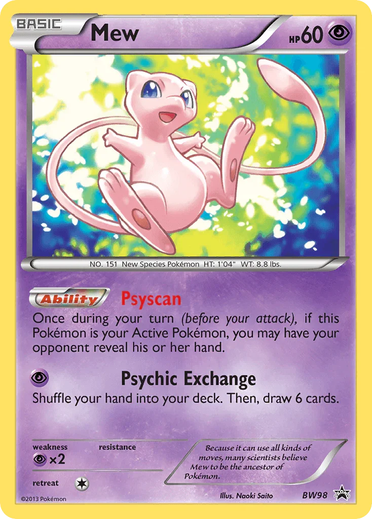 Black & White: Black Star Promos, Black Star Promo, BW98, Holofoil, Psychic, Psychic[×2] Mew (BW98) [Black & White: Black Star Promos] - Trading Card World