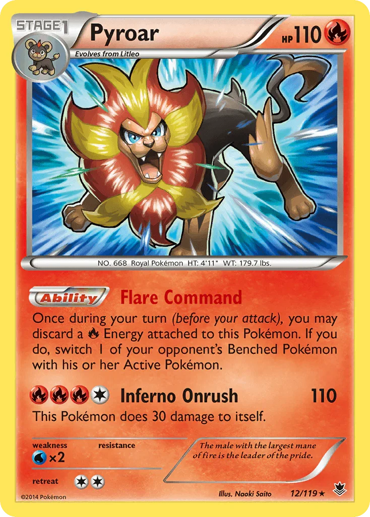 12, Fire, Holo Rare, Holofoil, Reverse Holofoil, Water[×2], XY: Phantom Forces Pyroar (12/119) [XY: Phantom Forces] - Trading Card World