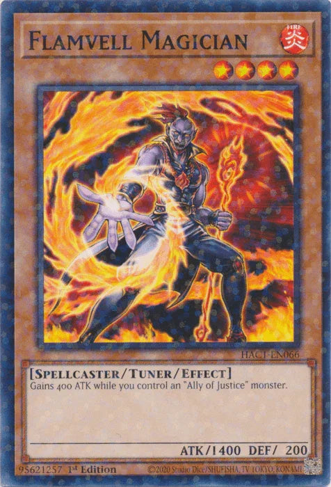 1st Edition, Common, Fire, Hidden Arsenal: Chapter 1, Spellcaster, Tuner/Effect Monster Flamvell Magician (Duel Terminal) [HAC1-EN066] Common - Trading Card World