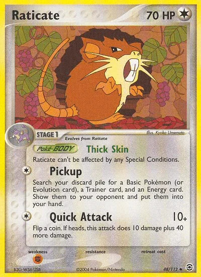 48, Colorless, EX: FireRed & LeafGreen, Fighting[×2], Normal, Reverse Holofoil, Uncommon Raticate (48/112) [EX: FireRed & LeafGreen] - Trading Card World