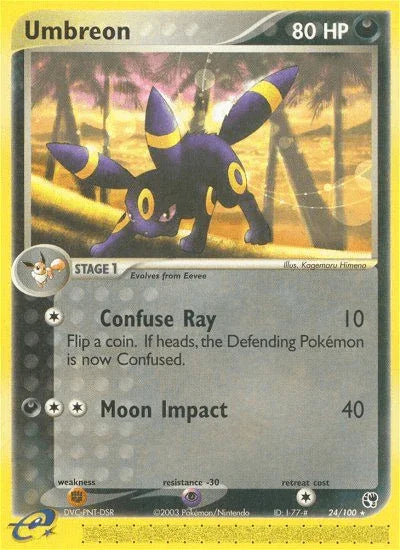 24, Darkness, EX: Sandstorm, Fighting[×2], Normal, Psychic[-30], Rare, Reverse Holofoil Umbreon (24/100) [EX: Sandstorm] - Trading Card World