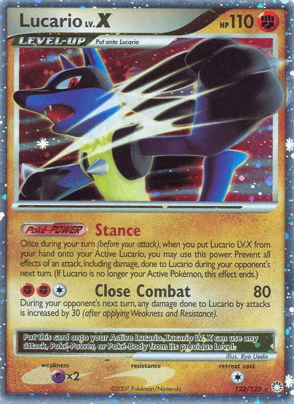 122, Diamond & Pearl: Mysterious Treasures, Fighting, Holo Rare, Holofoil, Psychic[×2] Lucario LV.X (122/123) [Diamond & Pearl: Mysterious Treasures] - Trading Card World