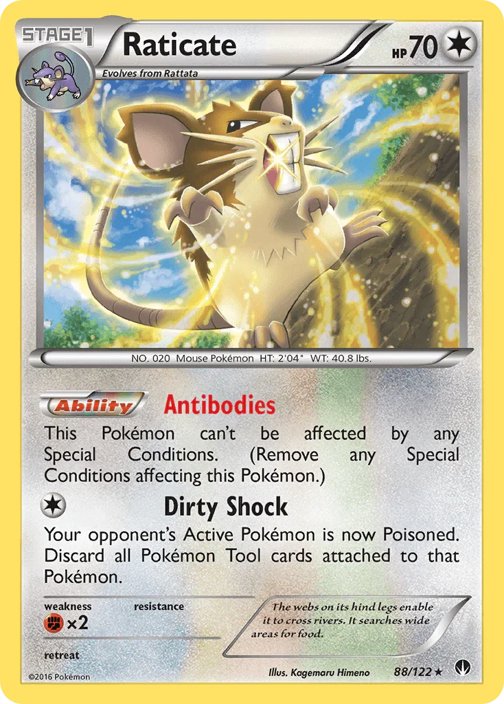 88, Colorless, Fighting[×2], Normal, Rare, Reverse Holofoil, XY: BREAKpoint Raticate (88/122) [XY: BREAKpoint] - Trading Card World