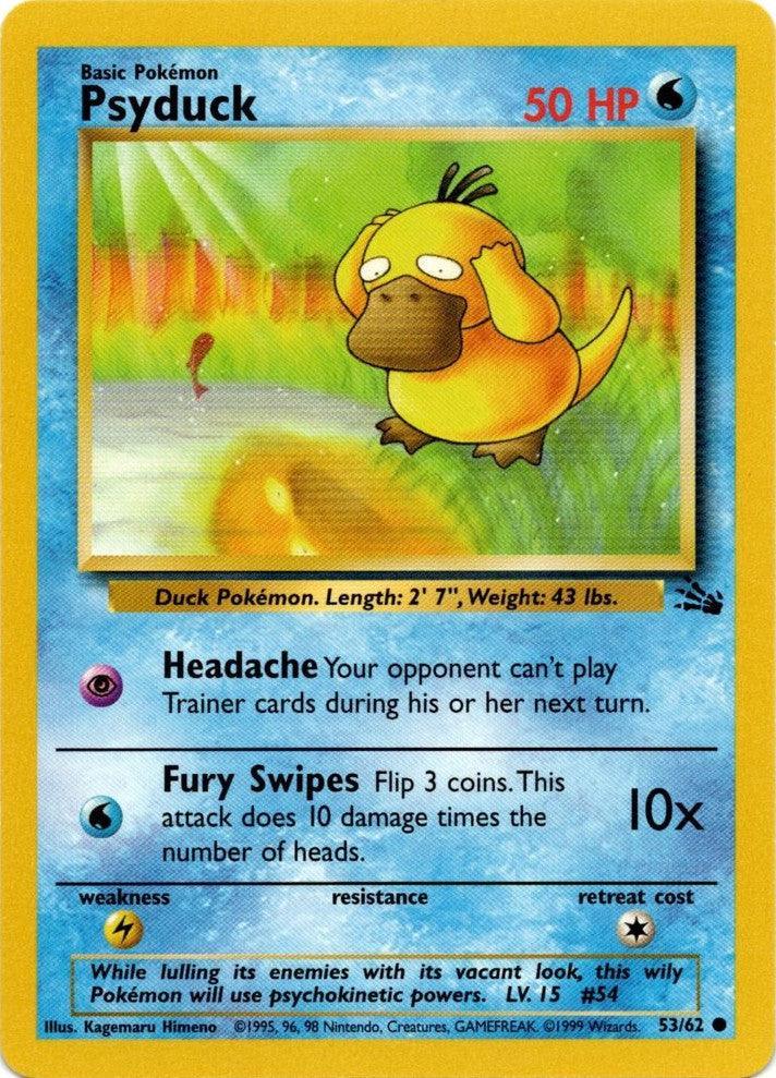 53, Common, Fossil Unlimited, Lightning[×2], Normal, Water Psyduck (53/62) [Fossil Unlimited] - Trading Card World
