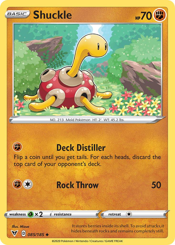 085, Fighting, Grass[×2], Normal, Reverse Holofoil, Sword & Shield: Vivid Voltage, Uncommon Shuckle (085/185) [Sword & Shield: Vivid Voltage] - Trading Card World