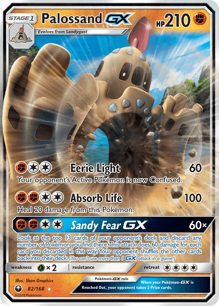 82, Fighting, Grass[×2], Holofoil, Sun & Moon: Celestial Storm, Ultra Rare Palossand GX (82/168) [Sun & Moon: Celestial Storm] - Trading Card World