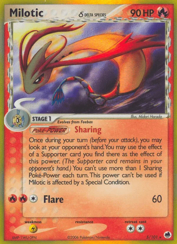 EX: Dragon Frontiers, Fire, Holo Rare, Holofoil, Lightning[×2] Milotic (5/101) (Delta Species) [EX: Dragon Frontiers] - Trading Card World