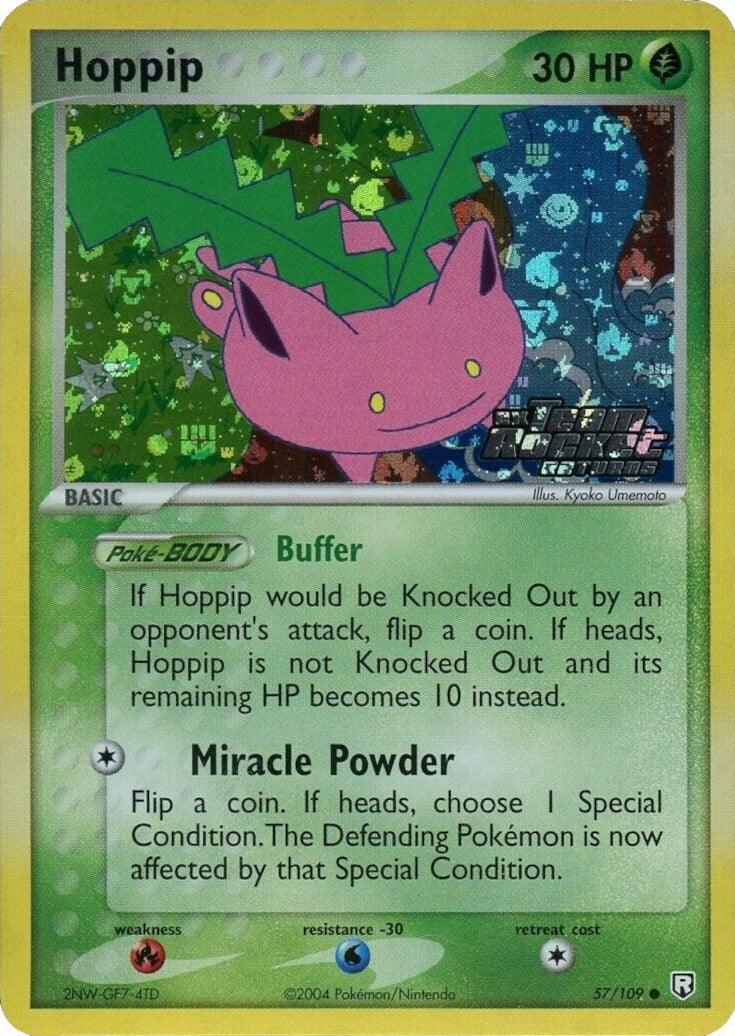 57, Common, EX: Team Rocket Returns, Fire[×2], Grass, Reverse Holofoil, Water[-30] Hoppip (57/109) (Stamped) [EX: Team Rocket Returns] - Trading Card World