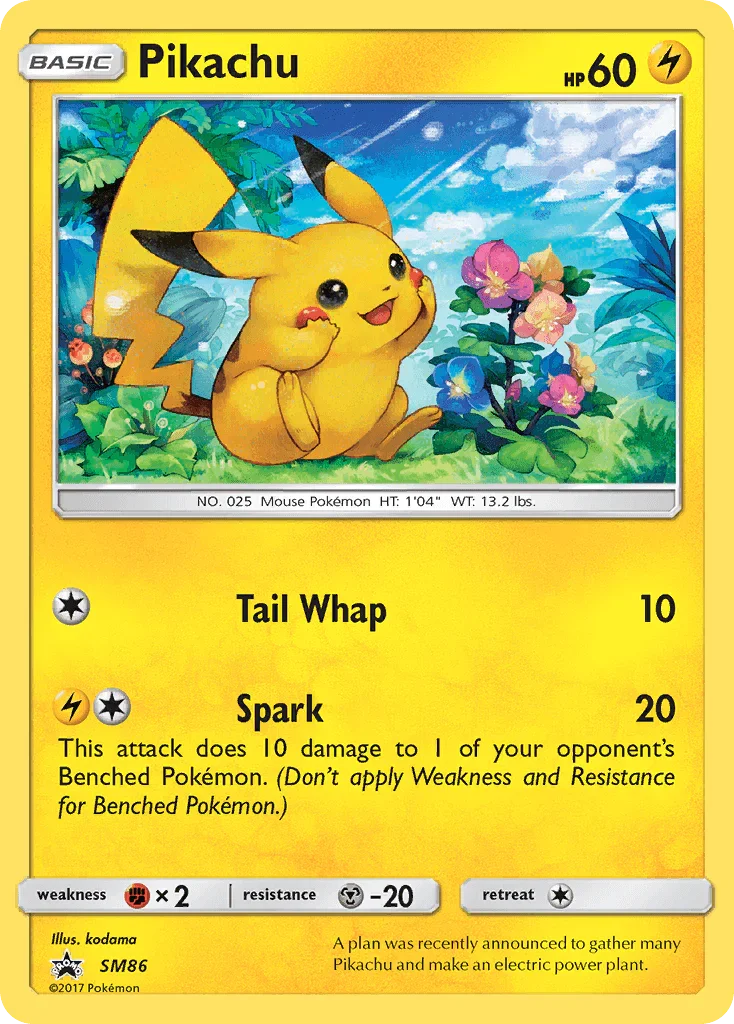 Fighting [x2], Holofoil, Lightning, Metal [-20], Promo, SM86, Sun & Moon: Black Star Promos Pikachu (SM86) [Sun & Moon: Black Star Promos] - Trading Card World