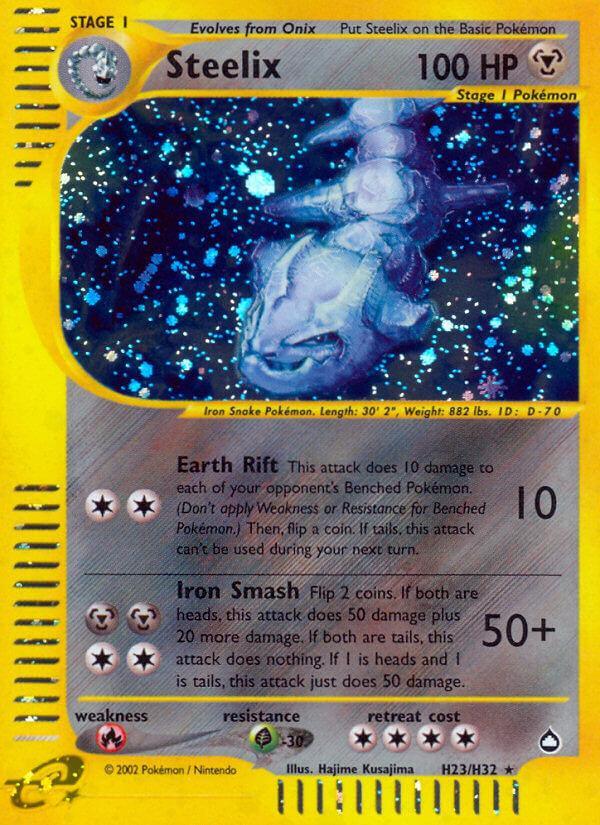 Aquapolis, Fire[×2], Grass[-30], H23, Holofoil, Metal, Rare, Reverse Holofoil Steelix (H23/H32) [Aquapolis] - Trading Card World