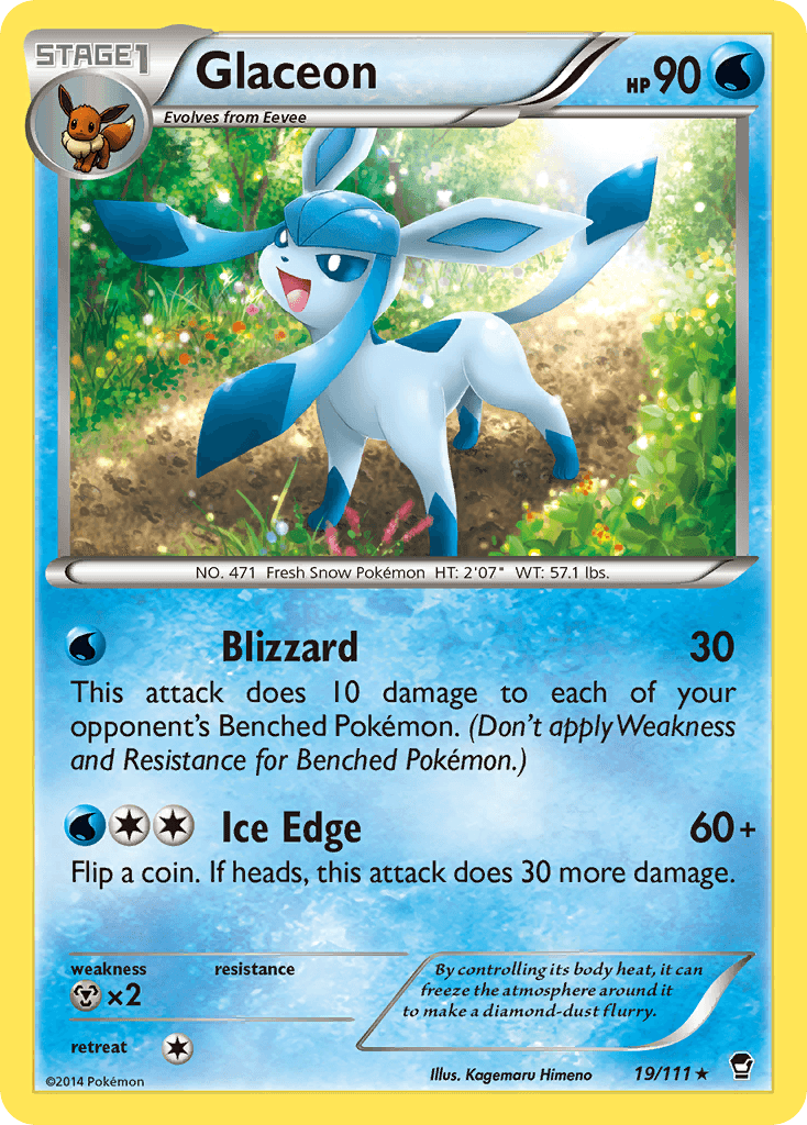 19, Metal[×2], Normal, Rare, Reverse Holofoil, Water, XY: Furious Fists Glaceon (19/111) [XY: Furious Fists] - Trading Card World