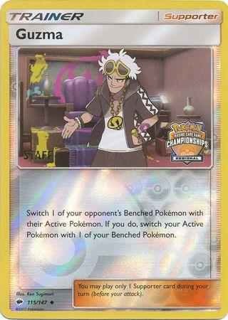 115, Promo, Reverse Holofoil, Sun & Moon: Burning Shadows, Supporter Guzma (115/147) (League Promo) (Staff) [Sun & Moon: Burning Shadows] - Trading Card World