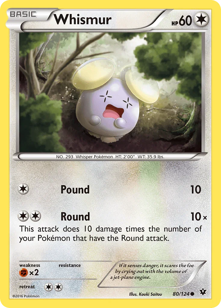 80, Colorless, Common, Fighting[×2], Normal, Reverse Holofoil, XY: Fates Collide Whismur (80/124) [XY: Fates Collide] - Trading Card World