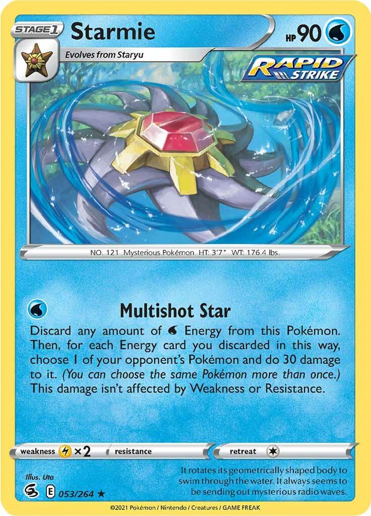 053, Holo Rare, Holofoil, Lightning [x2], Reverse Holofoil, Sword & Shield: Fusion Strike, Water Starmie (053/264) [Sword & Shield: Fusion Strike] - Trading Card World