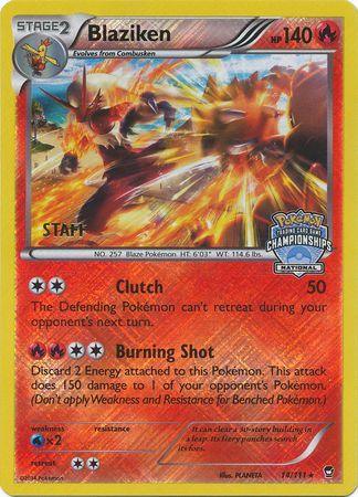 14, Fire, Promo, Reverse Holofoil, Water [x2], XY: Furious Fists Blaziken (14/111) (Staff National Championship Promo) [XY: Furious Fists] - Trading Card World